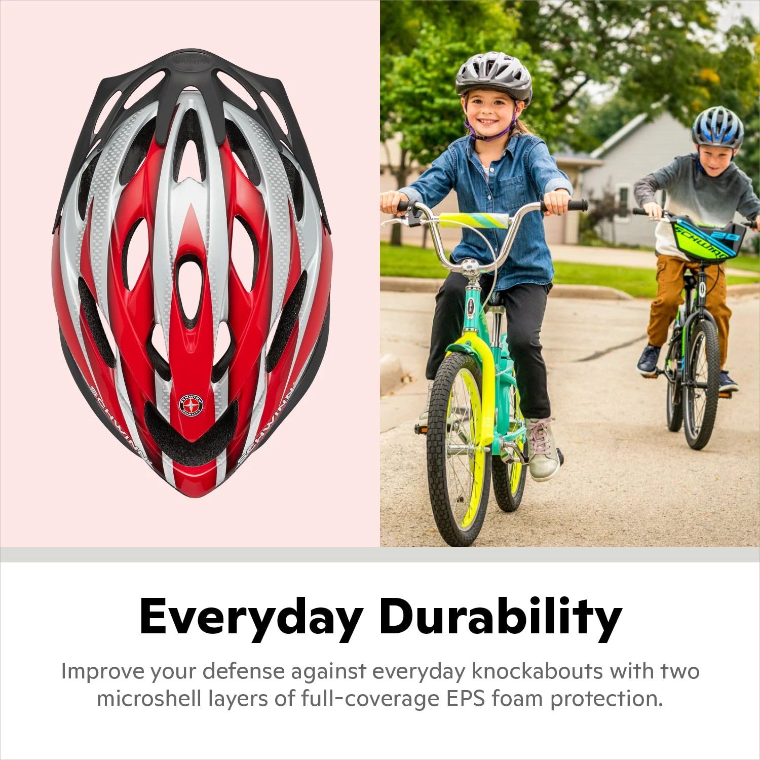 Schwinn Thrasher Helmet for Kids, Size 55-58 cm for Kids 8-14, Lightweight Microshell, Adjustable Dial & Straps, Interior Padding, Air Vents, Visor, Helmet for Boys and Girls