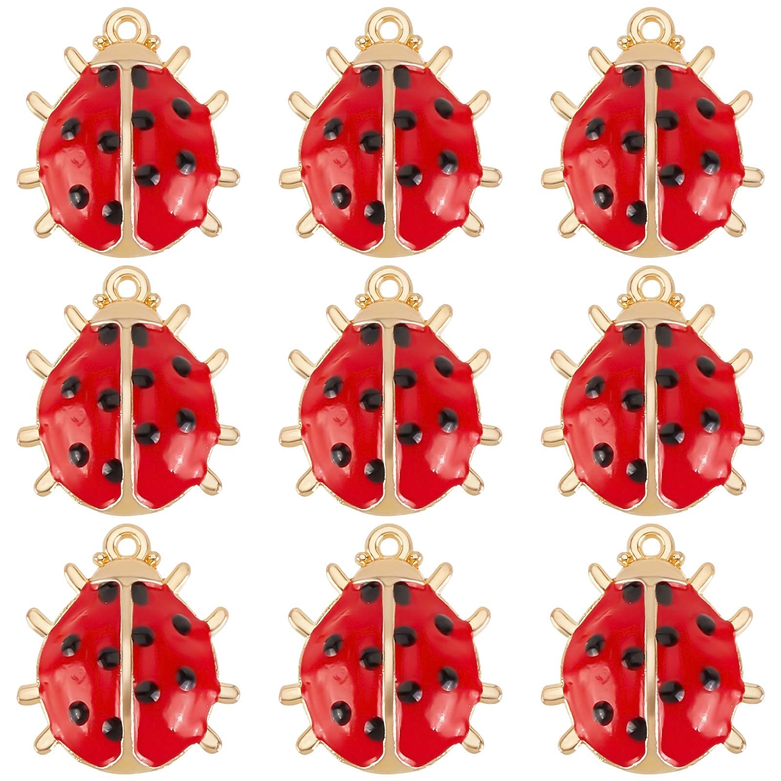 SUNNYCLUE 1 Box 30Pcs Ladybugs Charms Ladybug Enamel Charms Bulk Insect Charm Luck Lady Bug Beetles Insects Animal Charms for jewellery Making Charm Women Adult DIY Necklace Earrings Bracelet Crafts