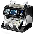 MUNBYN IMC01 Bank Grade Money Counter Machine Mixed Denomination, 2CIS/UV/IR/MG/MT Counterfeit Detection, Serial Number, MUL Currency Cash Counter, Printer Compatible Bill Value Counter (Black)