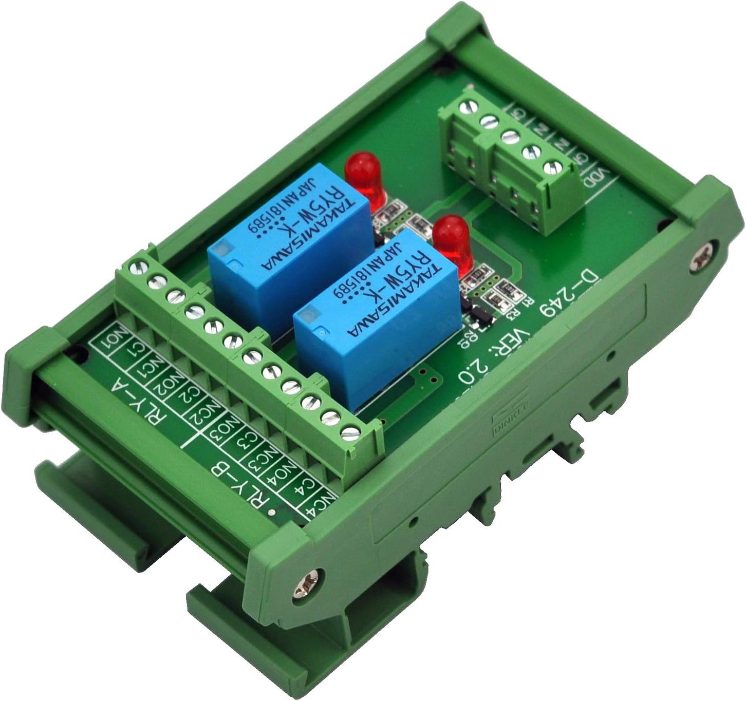 Electronics-Salon DIN Rail Mount 2 DPDT Signal Relay Interface Module, DC 5V Version - Image 3