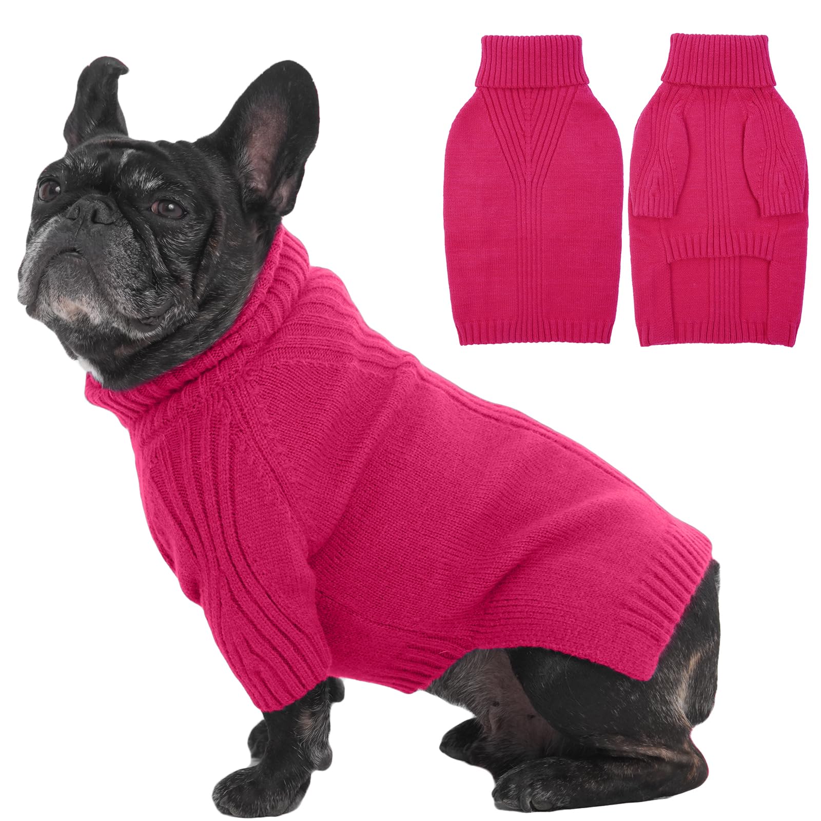 IECOii Dog Jumpers,Large Dog Christmas Jumper Fall Winter Clothing,Turtleneck Thick Warm Boy Girl Dog Jumper,Large Dog Sweater for Big Dogs Corgi French Bulldog Pug Warm Jumper,Doggy Cute Knitwear