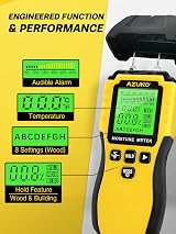 AZUNO Moisture Meter 8-Mode Pin Type Backlit LCD Audible Alert Wood Building view 4