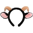 CHEU Goat headband with ram horns and sheep ears for Christmas costume