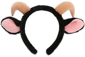 CHEU Goat headband with ram horns and sheep ears for Christmas costume