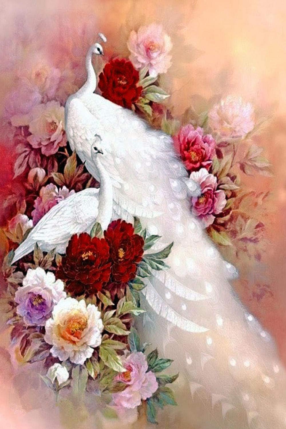 EJCNCL 5d Diamond Painting Kits Full Drill Large By Number for Adults Crystals Diy 40x30cm Peacock flowers Beginner Embroidery Modern Artwork Family Decoration