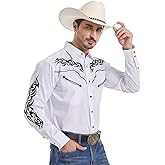 EL PIONERO Men's Western Cowboy Shirt Embroidered Shirt Long Sleeve Casual Snap Button Shirt