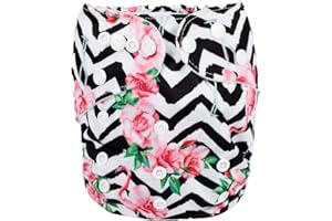 Sigzagor Baby Pocket Diaper Nappy Reusable Washable 8lbs to 36lbs (Chevron Flamingo)