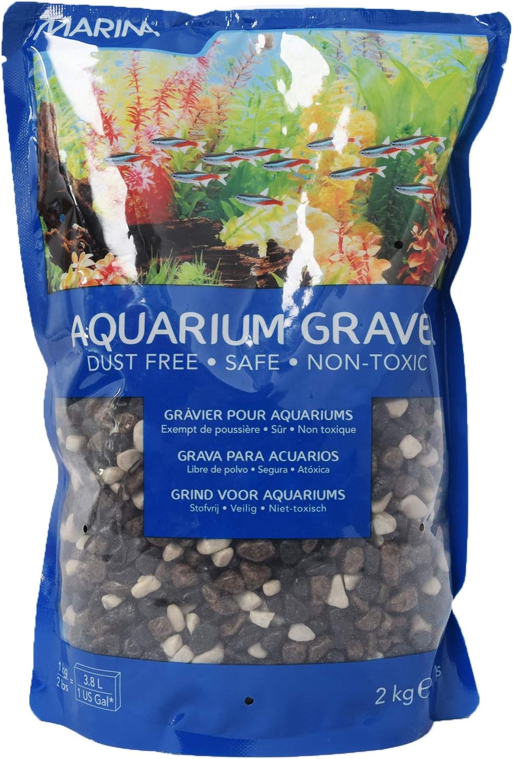 Marina Decorative Aquarium Gravel Mix Grey Black 2 Kg