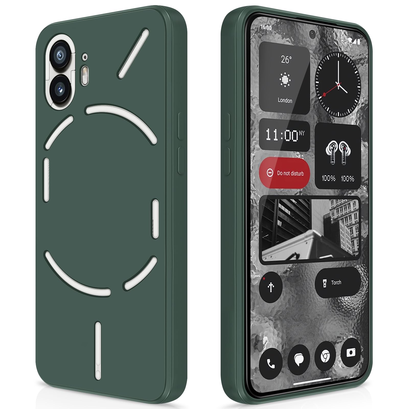 GiiYoon Case Compatible with Nothing Phone 2, Silky-Soft Touch Full-Body Protective Phone Silicone Case, Shockproof Cover with Microfiber Lining, Green — image 1