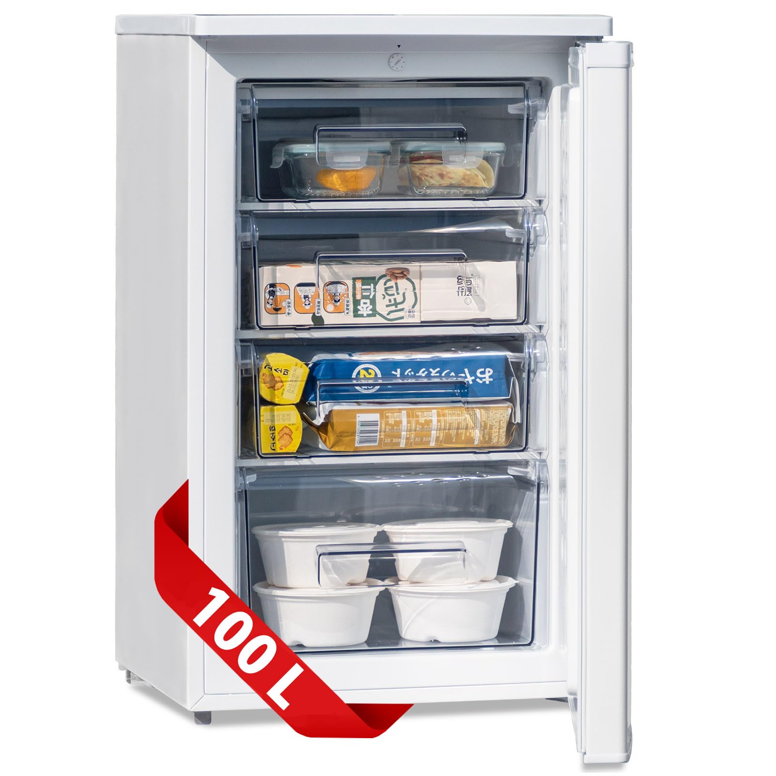 家庭用 100L 小型冷凍庫 一人暮らし 冷凍庫のみ 前開き 温度調節6段階 静音 省エネ ホワイト の商品画像