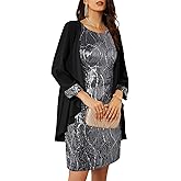 GRACE KARIN Women's Sequin Dress - Wedding Guest & Mother of The Bride Formal Dress - Two Piece Knee Length