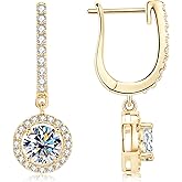 PROSTORRY 1CT Moissanite Dangle Earrings 925 Sterling Silver D Color Moissanite Pendant Drop Huggie Earring for Women Birthday Christmas Jewelry Gifts