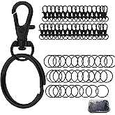 KAIRSORY Keychain, 68PCS Swivel Snap Hooks with Key Rings, Metal Lobster Claw Clasp,34PCS Keychains Clips Hooks and 34PCS Key Chain Rings,Keychain Rings for DIY Crafts,Jewelry Making (Black)