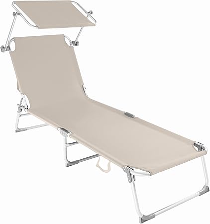 Amazon De Tectake Aluminium Gartenliege Sonnenliege Klappbar Mit Sonnendach 190cm Diverse Farben Beige Nr 401428