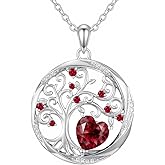 Accver Tree of life necklace with Birthstone Sterling Silver Pendant-Adjustable Chain, Ideal Jewelry gift for her, Girlfriend, Wife, Mom on Birthday, Anniversary