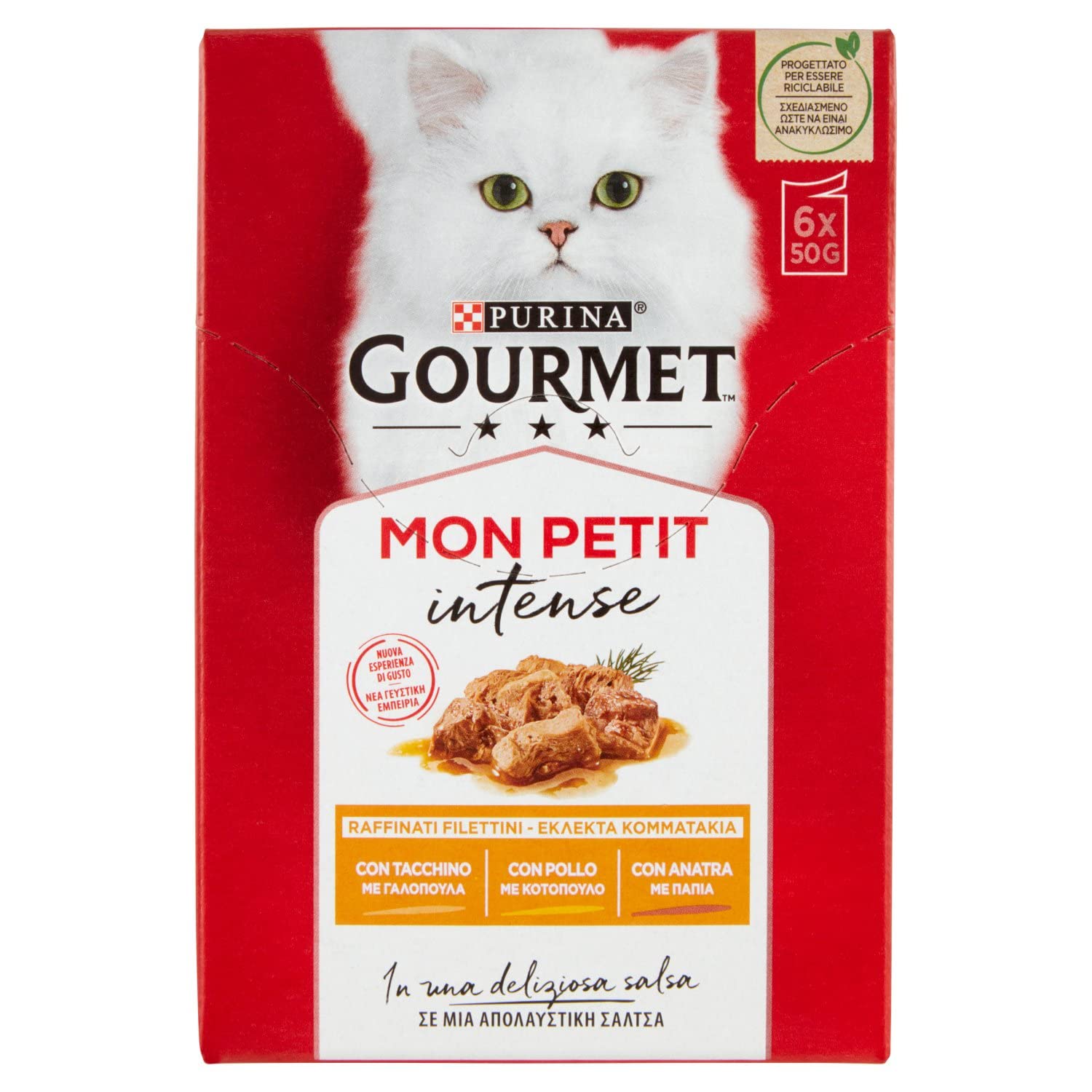 PURINA GOURMET MON PETIT Wet Cat Delicious Choice with Delicate Meat with Duck, Chicken and Turkey - ( 6x50g) 1 Piece