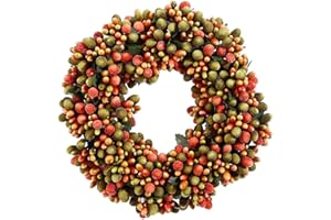 The Bridge Collection Beaded Berry Candle Ring - Small 6.5" Harvest Candle Wreath Table Decoration for Home Decor - Fall Pip Berry Accent Wreath