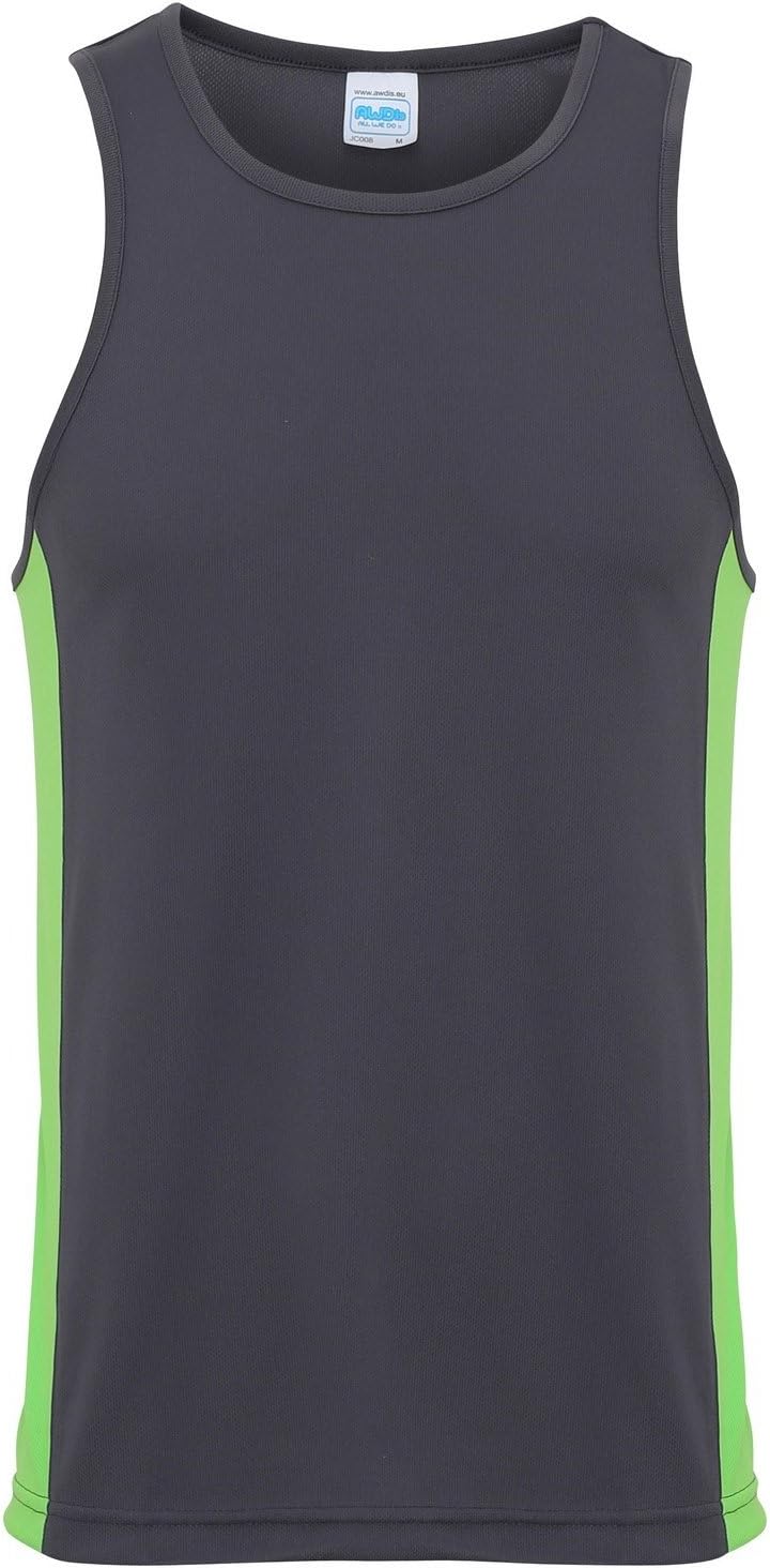 Just Cool Mens Contrast Panel Sports Vest Top