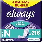 Always Daily Fresh Normal Panty Liners 54 Pack Pack of 4 Odour Lock