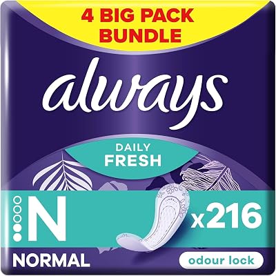Always Daily Fresh Normal Panty Liners 54 Pack Pack of 4 Odour Lock