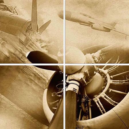 ArtzFolio Retro Aviation Grunge Background Split Art Painting Panel On Sunboard 24 X 24Inch