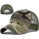 FACITE American Flag Baseball Cap Trucker Hat for Men Women Mesh Camo Hat for Men Embroidered Hat