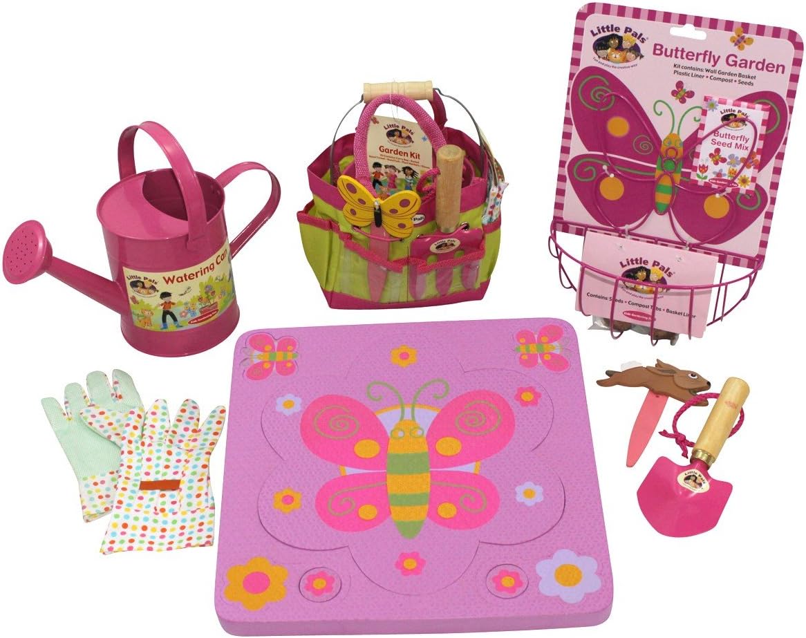 Little Pals Children's Gardening Collection with Watering Can and Grow Your Own Kit, Kids Garden Tool Set, Gloves and Butterfly Garden