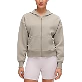 CRZ YOGA SoftAura Full Zip Hoodies for Women - Workout Casual Zipper Hooded Sweat Shirts with Pockets