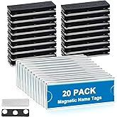 20 Pack Magnetic Name Tags Kit, 1.2"*3" Magnetic Badge Holders with 3 Strong Magnets, Clear Acrylic Mini Sign Display Holder and Blank Printable Paper, Name Label for Business Events School Office