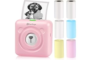 Weewooday Peripage Mini Printer Portable Printer Pocket Printer A6 Portable Thermal Printer Label Sticky Note Sticker Photo Printer for Smart Phone with Bluetooth USB Connect