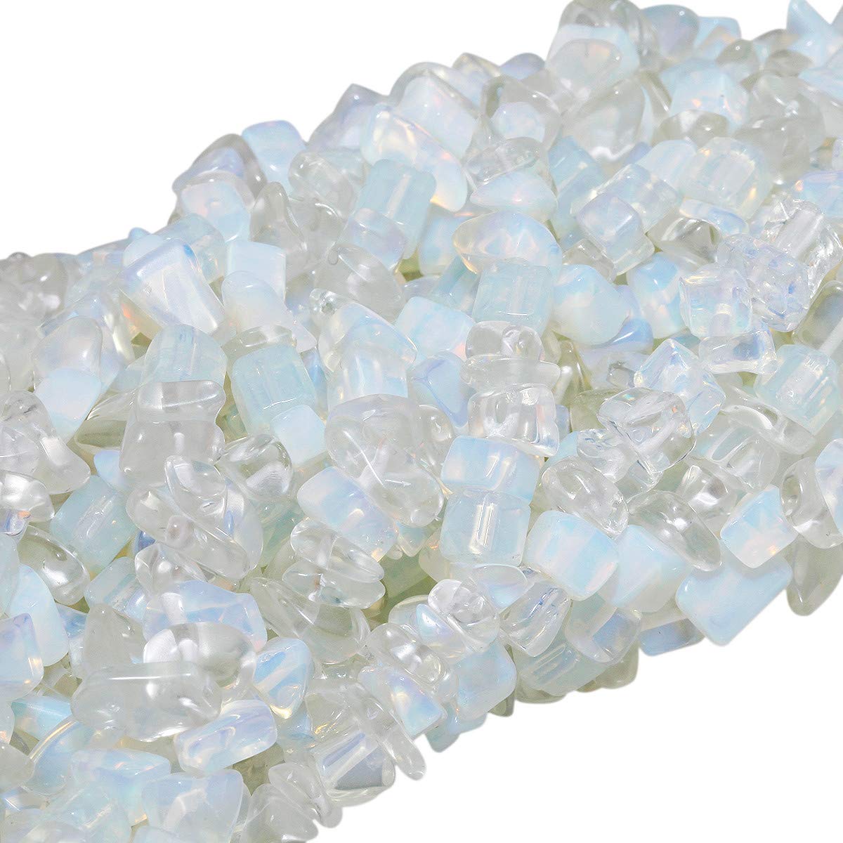 KYEYGWO Irregular Tumbled Chip Beads Strands 5-8mm Drilled Semi Precious Stones for Jewellery Making DIY Art Craft 17-White/Opalite