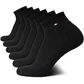 Tommy Hilfiger Mens Quarter Socks - 6 Pack Athletic Performance Stretch Moisture Wicking Cushioned Ankle Socks for Men