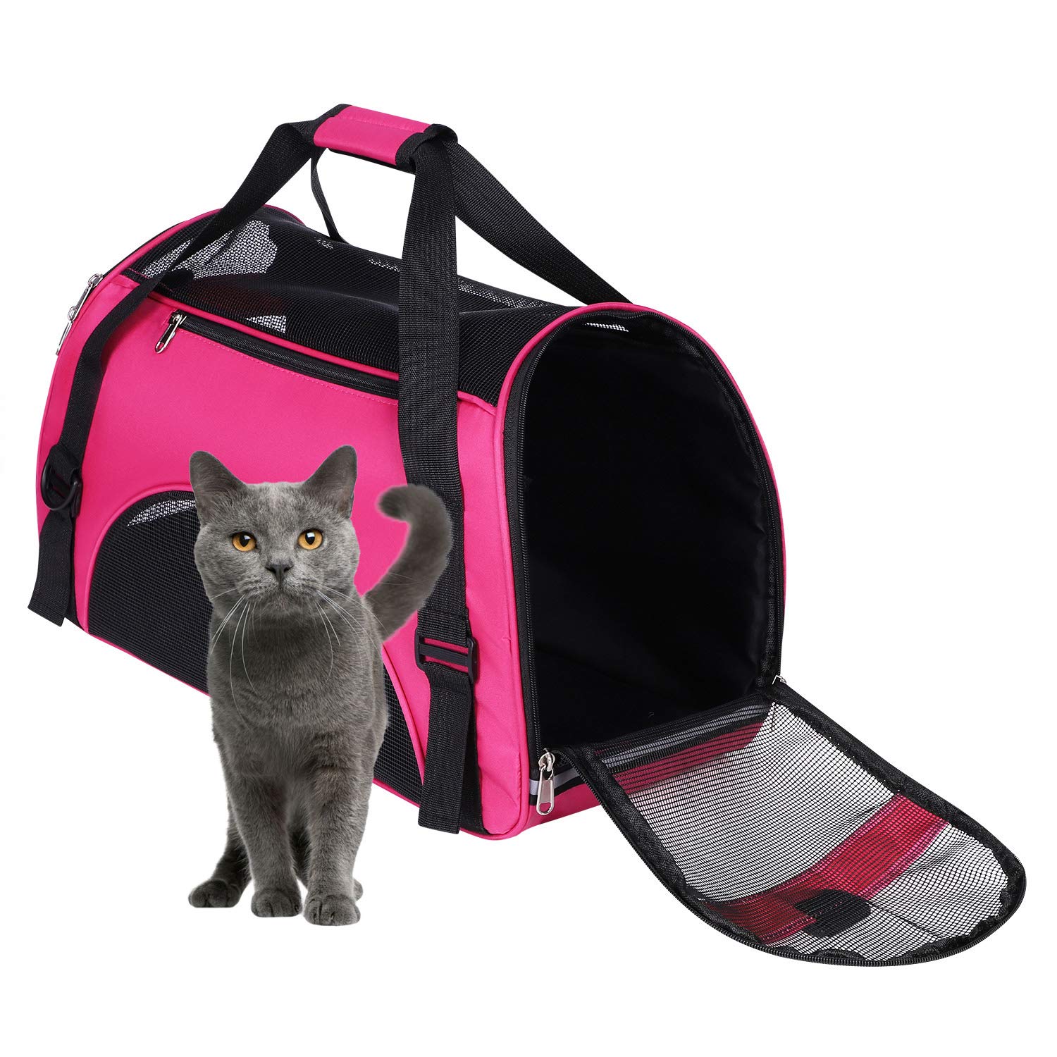 ITODA Pet Travel Carrier Dog Travel Handbag Soft Sided with Mats Breathable Oxford Dog Shoulder Travel Bags Portable Expandable Foldable Dog Carrier for Cats Small Dogs Puppy