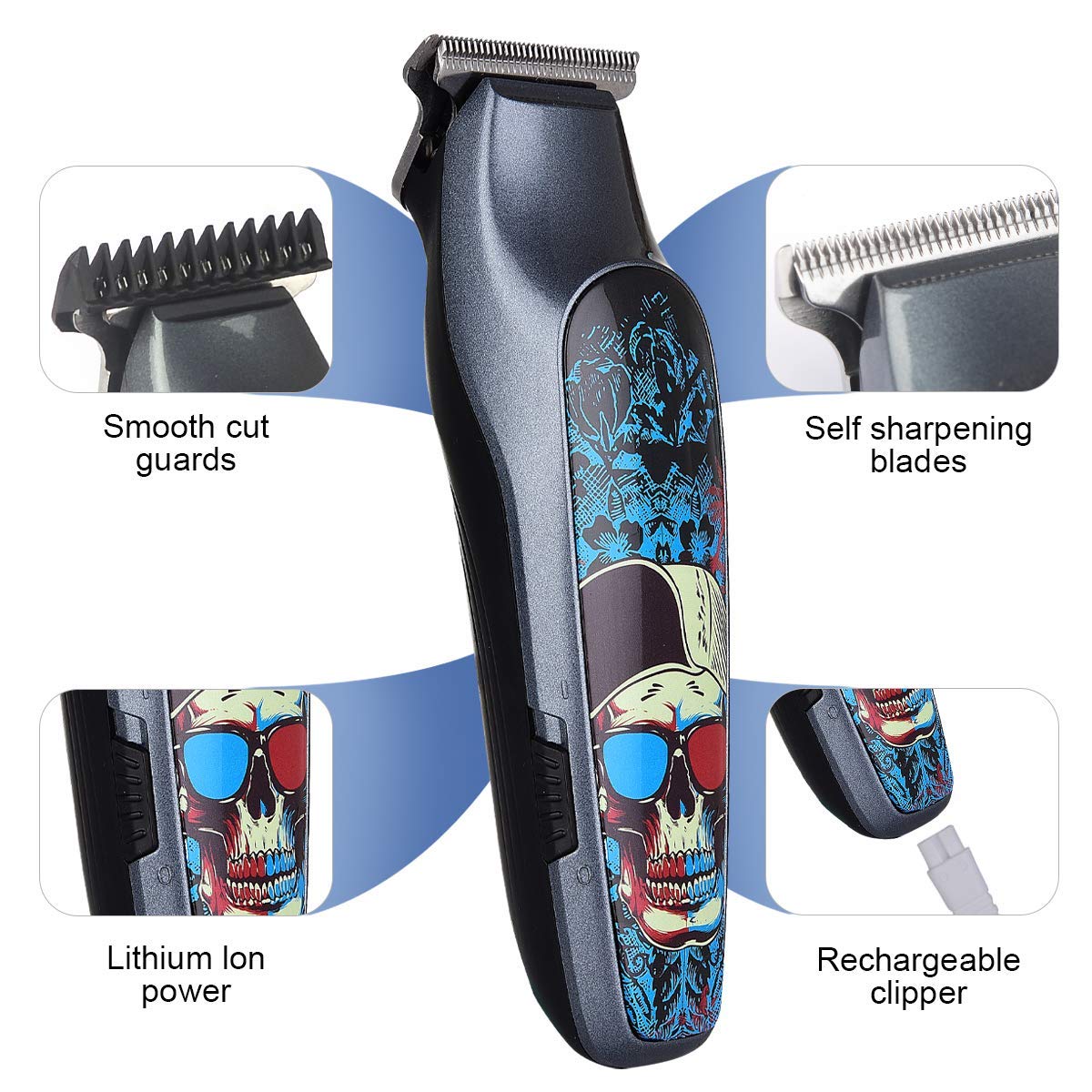 BESTBOMG Beard Trimmer for Men, Hair Clippers, USB Rechargeable Beard Shaver Mustache Grooming Kit for Contouring/Shaving/Sculpting/Trimming (T Outliner-2)