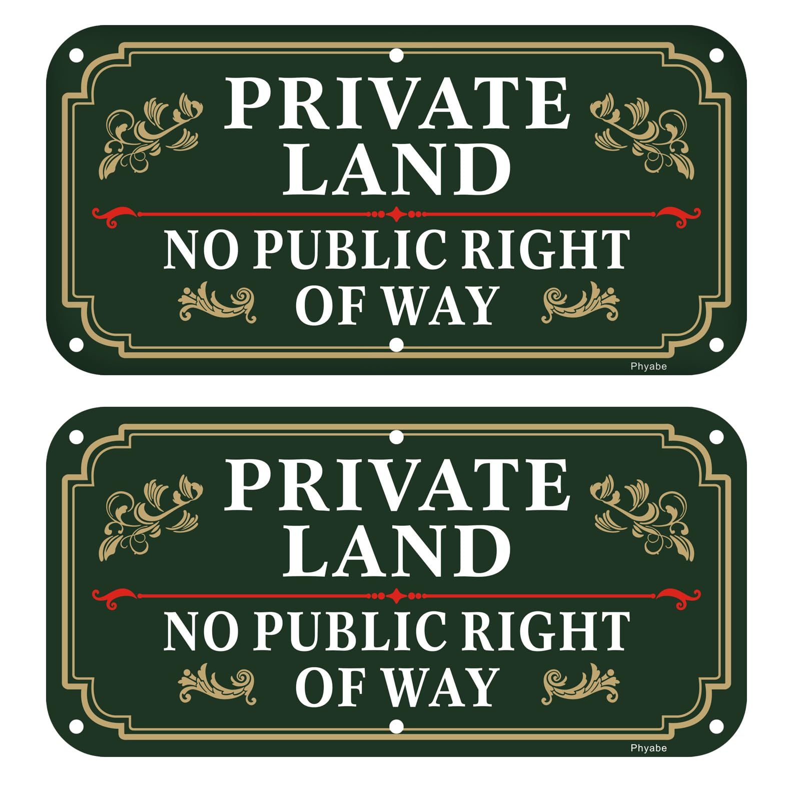 2 Pack Private Land No Public Right Of Way Sign, 30 x 15 cm Rust Free Aluminum Private Sign, Weather Resistant, Waterproof, Durable Ink, Easy to Install