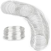100 Loop Memory Wire for Beads Jewelry Making - Silver Steel Wire for Bracelet and DIY Crafts