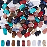 DICOSMETIC 135Pcs 9 Colors Imitation Gemstone Beads Bulk Large Acrylic Beads 13x7.5x7.5mm Cuboid Loose Spacer Bead Colorful Rectangle Marble Bead for Necklace Bracelet Earring DIY Jewelry Making