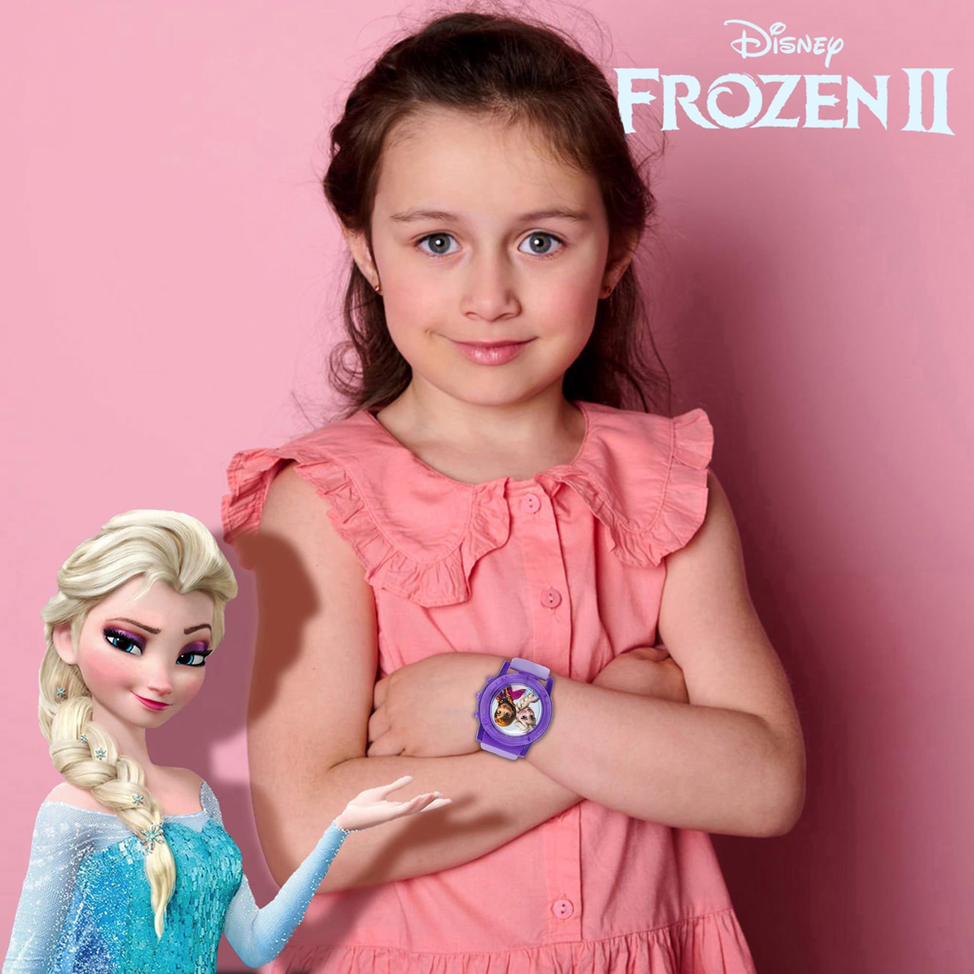 Accutime Disney Frozen Kids Musical Watch - Flashing Lights and 'Let It Go' Song - Perfect for Girls Featuring Elsa & Anna - Digital Time Display