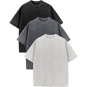 Kissonic Unisex Boys Girls T-Shirts Cotton Acid Washed Oversized Summer Top | Short Sleeve, Crew Neck, Soft, Breathable, Loos