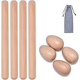 8 Pcs Musical Percussion Instrument Set, includes 4 Pcs 8 Inch Rhythm Sticks Wood Claves and 4 Pcs Wood Egg Shakers
