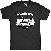 Crazy Dog Men's T Shirt Camp Crystal Lake 1980 Spooky Halloween Graphic Novelty Tees