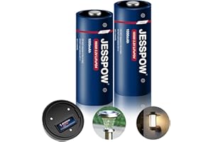 JESSPOW 18500 Rechargeable Solar Battery 3.2 Volt, LiFePO4 Lithium 3.2v 1000mAh Batteries for Outdoor Garden Solar Lights,Flashlight, Home Devices 2 Pack