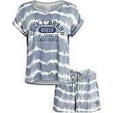 Lucky Brand Women's 2 Piece Pajama Set, Roll Sleeve Top & Shorts, Casual Sleepwear and Loungewear, Cozy Soft Pjs