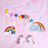 OSDUE 21PCS Unicorn Rainbow Cake Toppers Kids Birthday Party Decorations Kit view 3