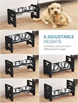 Vantic Raised Dog Bowl on Stand Adjustable 6 Heights Tilt 15 Degree Bamboo Black view 3