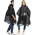 Borogo 2 Pack Rain Ponchos for Adults Reusable - Raincoats Survival Emergency Heavy Duty Rain Coat with Drawstring Hood