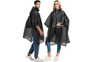 Borogo 2 Pack Rain Ponchos for Adults Reusable - Raincoats Survival Emergency Heavy Duty Rain Coat with Drawstring Hood