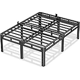 NKZ 22 Inch Full Size Bed Frame, Metal Bed Frame & Box Spring 2 in 1 Platform with Round Corner Legs, 4000Lbs Heavy Duty Metal Frame, Mattress Slide Stopper, Headboard Hole, Noise-Free, Easy Assembly