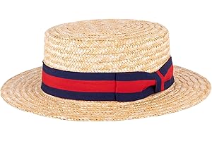 ZAKIRA Classic Straw Boater Hat Handmade from Natural Straw