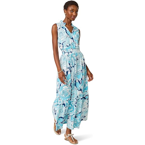 Lilly Pulitzer Women's Malone Maxi Dress, Las Olas Aqua Strong Current Sea  at Amazon Women's Clothing store
